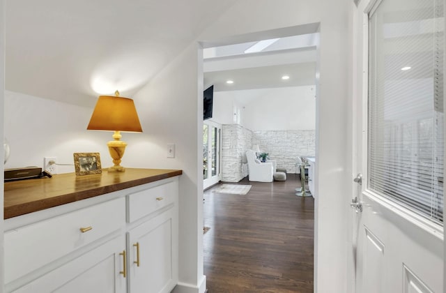 915 Overton Lea Rd, Nashville, TN 37220 - hall with dark wood-type flooring and a skylight