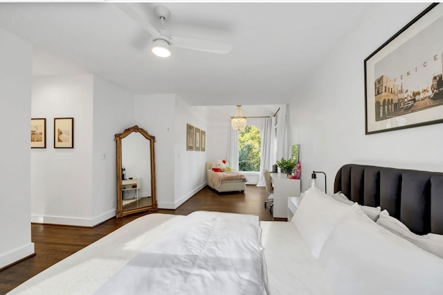 915 Overton Lea Rd, Nashville, TN 37220 - bedroom featuring dark wood finished floors and ceiling fan