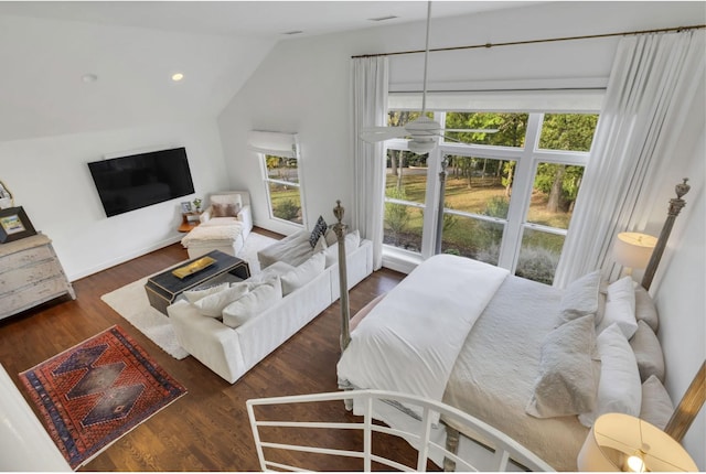 915 Overton Lea Rd, Nashville, TN 37220 - bedroom featuring vaulted ceiling and wood finished floors