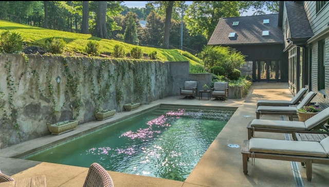 915 Overton Lea Rd, Nashville, TN 37220 - view of swimming pool featuring a patio area, french doors, and a fenced backyard