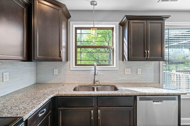 2263 Allen Griffey Ct, Clarksville, TN 37042 - kitchen featuring dark brown cabinets, range with electric stovetop, a sink, and dishwasher