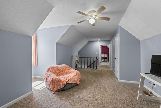 1571 Barrett Dr, Clarksville, TN 37043 - sitting room featuring an upstairs landing, a ceiling fan, lofted ceiling, baseboards, and carpet