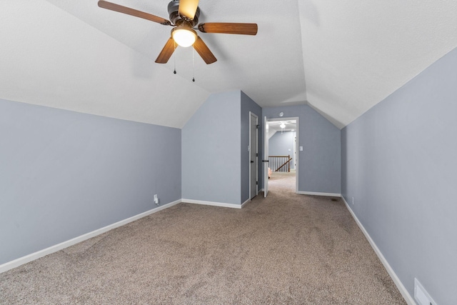 1571 Barrett Dr, Clarksville, TN 37043 - bonus room with carpet flooring, baseboards, vaulted ceiling, and ceiling fan