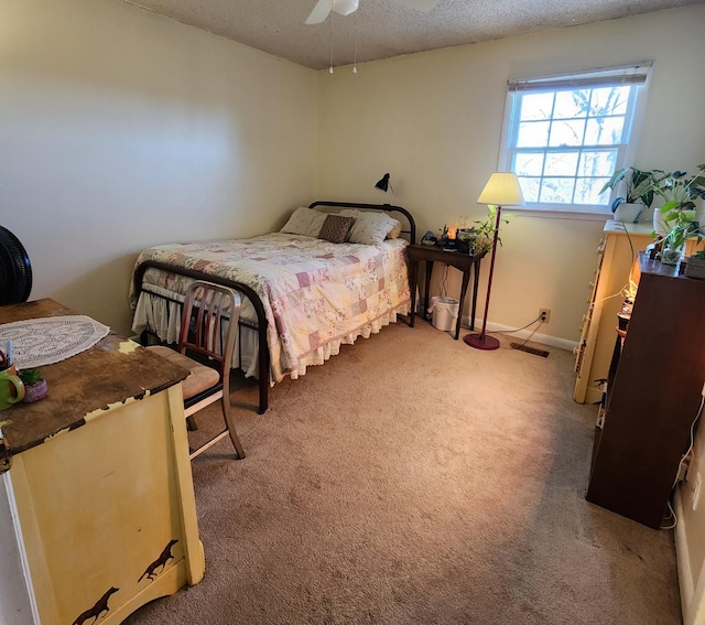 139 Hillcrest Cir, Gordonsville, TN 38563 - bedroom with carpet flooring, a textured ceiling, baseboards, visible vents, and ceiling fan
