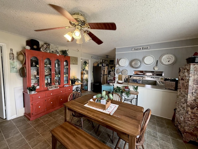 139 Hillcrest Cir, Gordonsville, TN 38563 - dining room with a ceiling fan and a textured ceiling
