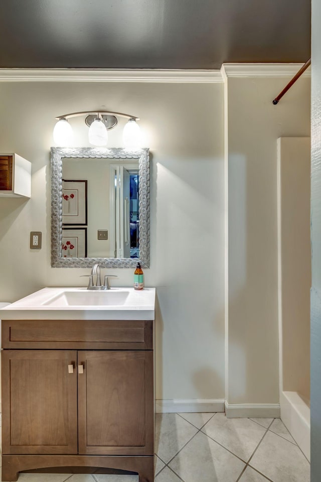 409 Cunniff Pkwy, Goodlettsville, TN 37072 - bathroom with baseboards, a shower, tile patterned flooring, and vanity