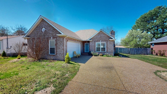 510 Castleview Dr, Lebanon, TN 37087 - view of front of property with brick siding, a garage, a chimney, and a front yard