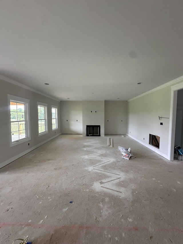 230 Hall Ct, Clarksville, TN 37043 - unfurnished living room featuring a fireplace, ornamental molding, and baseboards