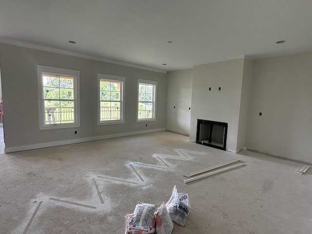 230 Hall Ct, Clarksville, TN 37043 - unfurnished living room featuring a fireplace, ornamental molding, and baseboards