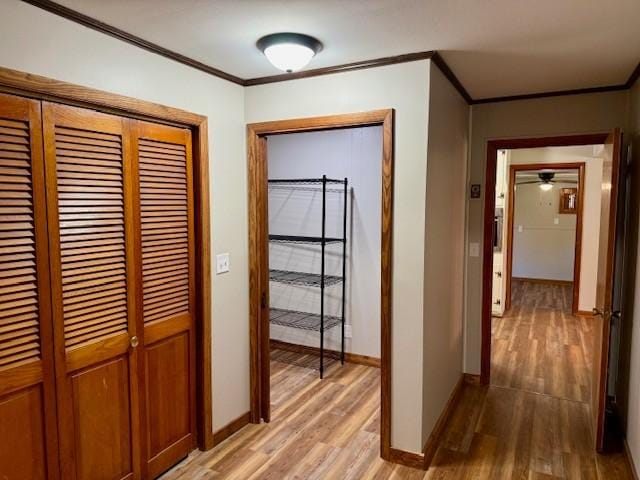 1302 Old Estill Springs Rd, Tullahoma, TN 37388 - corridor featuring light wood finished floors, ornamental molding, and baseboards