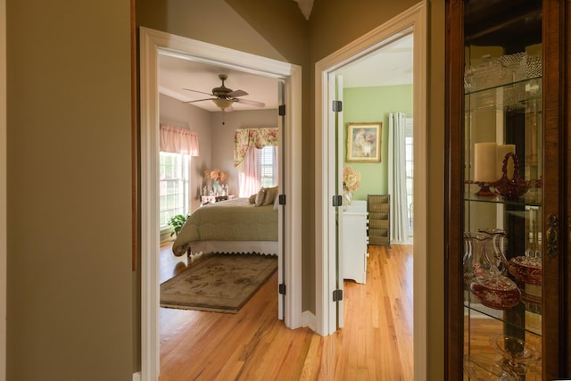 hall featuring light wood-style floors