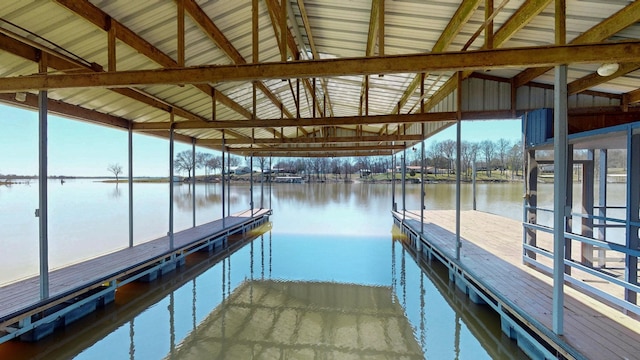 dock area with a water view