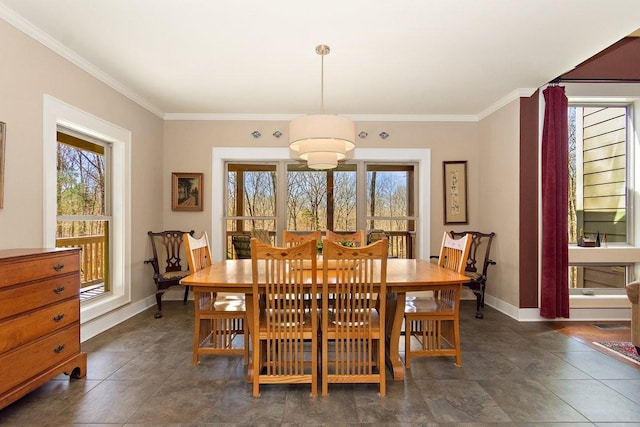 1748 Riverhaven Dr, Adams, TN 37010 - dining room with baseboards and ornamental molding