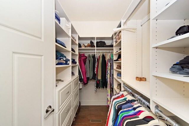 1748 Riverhaven Dr, Adams, TN 37010 - walk in closet featuring dark wood-type flooring and visible vents