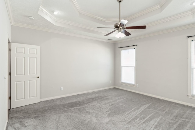 102 Highland Rdg, Hendersonville, TN 37075 - unfurnished room with carpet flooring, ornamental molding, baseboards, a raised ceiling, and ceiling fan