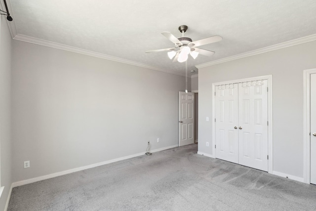 102 Highland Rdg, Hendersonville, TN 37075 - unfurnished bedroom with ornamental molding, carpet, baseboards, and ceiling fan