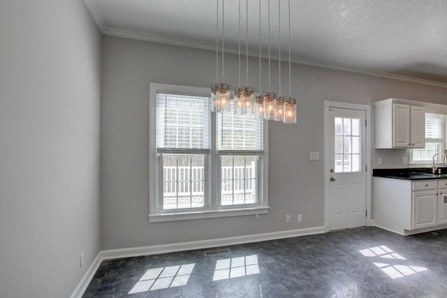 526 Christel Springs Dr, Clarksville, TN 37043 - unfurnished dining area featuring baseboards, ornamental molding, and visible vents
