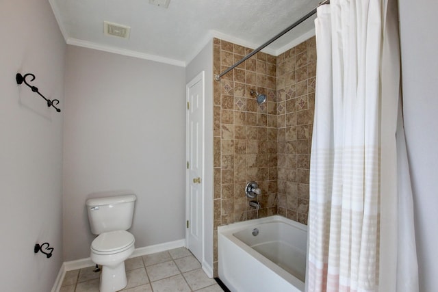 526 Christel Springs Dr, Clarksville, TN 37043 - bathroom with tile patterned floors, toilet, shower / bath combo with shower curtain, baseboards, and visible vents