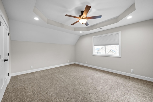 bonus room featuring carpet flooring, visible vents, baseboards, and ceiling fan