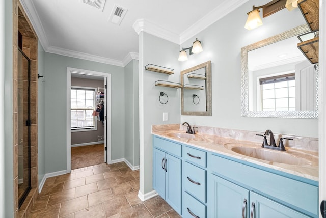 185 Kildeer Dr, Clarksville, TN 37040 - full bathroom with a sink, ornamental molding, and visible vents