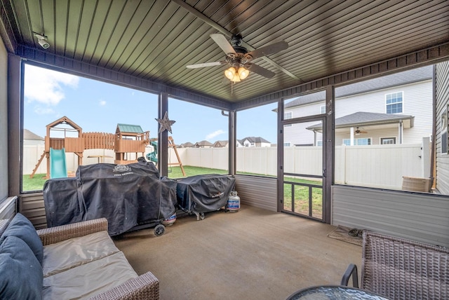 185 Kildeer Dr, Clarksville, TN 37040 - sunroom featuring a ceiling fan