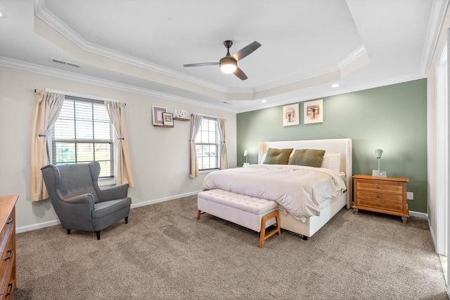 185 Kildeer Dr, Clarksville, TN 37040 - bedroom with a tray ceiling, baseboards, visible vents, and carpet flooring