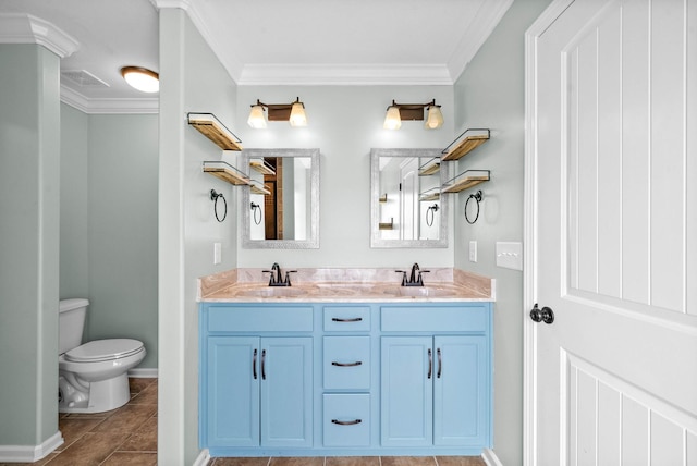 185 Kildeer Dr, Clarksville, TN 37040 - full bath featuring visible vents, crown molding, toilet, and a sink