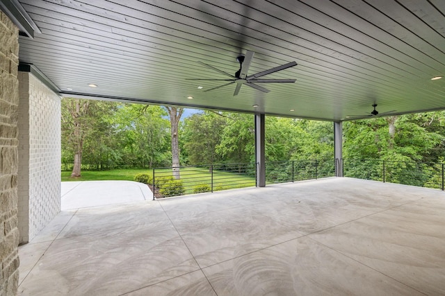view of patio featuring a ceiling fan