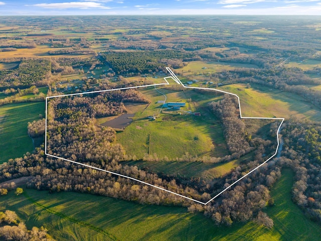 aerial view featuring a rural view