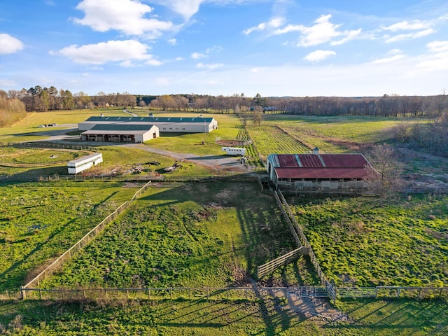 drone / aerial view with a rural view
