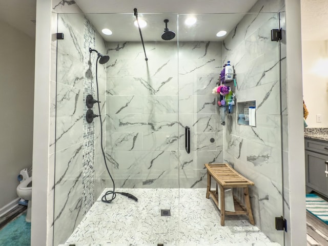 5113 Highland Lick Rd, Lewisburg, KY 42256 - full bathroom featuring a marble finish shower, toilet, and vanity