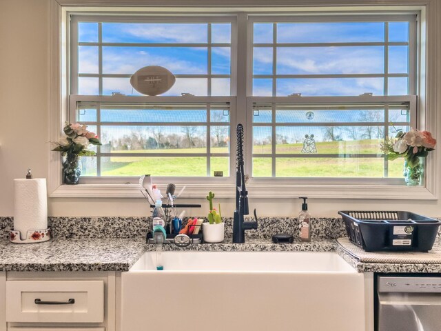 5113 Highland Lick Rd, Lewisburg, KY 42256 - kitchen featuring white cabinets, a sink, and stainless steel dishwasher
