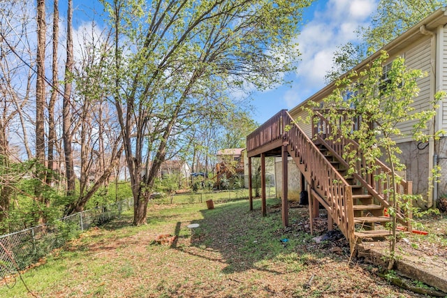 106 Hampton Dr, La Vergne, TN 37086 - view of yard featuring fence private yard, stairway, and a deck