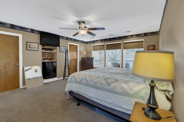 9395 Greenbriar Rd, Waverly, TN 37185 - carpeted bedroom with fridge, ceiling fan, and baseboards