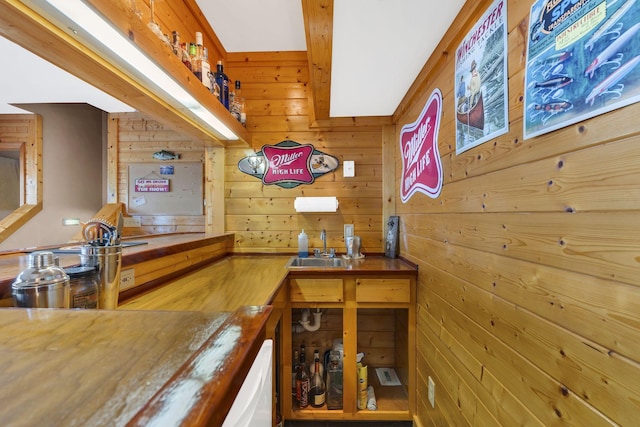 9395 Greenbriar Rd, Waverly, TN 37185 - bar with wooden walls and a sink