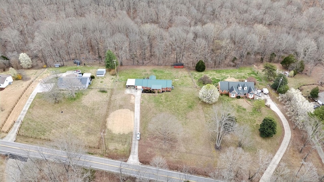 aerial view featuring a rural view