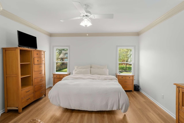 6525 Chessington Dr, Nashville, TN 37221 - bedroom with ornamental molding, multiple windows, and light wood finished floors