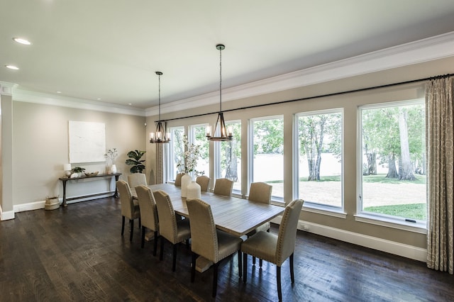 817 Burton Point Rd, Mount Juliet, TN 37122 - dining area with dark wood-type flooring, ornamental molding, and baseboards