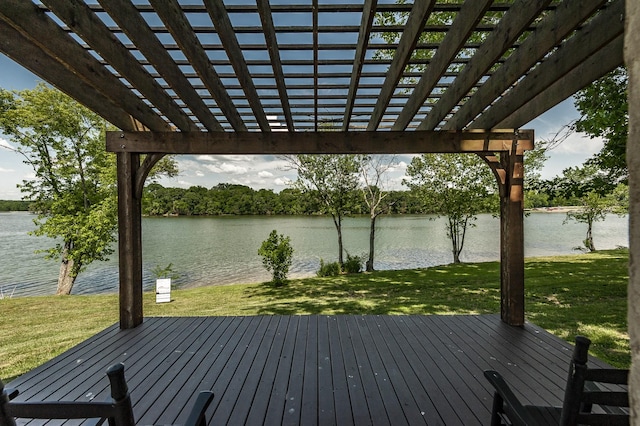 817 Burton Point Rd, Mount Juliet, TN 37122 - exterior space featuring a pergola, a lawn, and a deck with water view