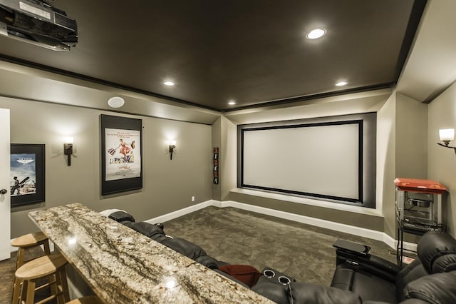 817 Burton Point Rd, Mount Juliet, TN 37122 - cinema with baseboards, dark colored carpet, and recessed lighting