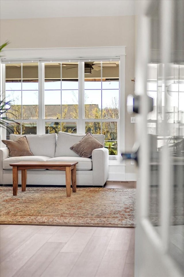 living area featuring wood finished floors