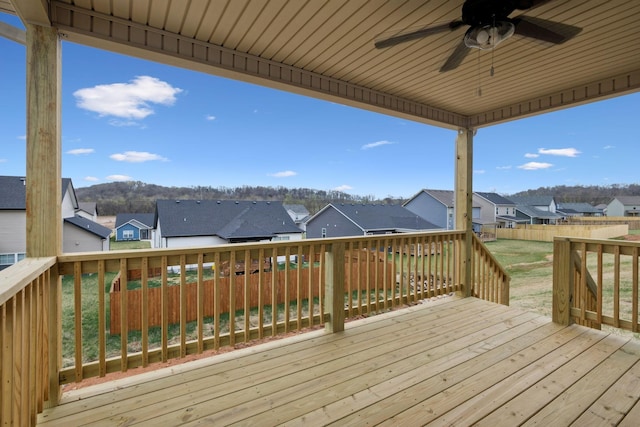 946 Tufnel Dr, Clarksville, TN 37040 - deck with a residential view, fence, and a ceiling fan