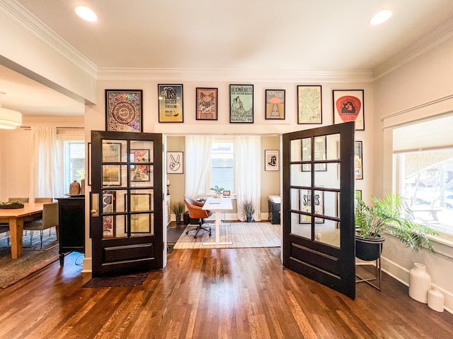 336 Chesterfield Ave, Nashville, TN 37212 - interior space featuring dark wood-type flooring, ornamental molding, and a healthy amount of sunlight