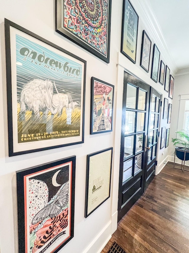 336 Chesterfield Ave, Nashville, TN 37212 - interior space featuring french doors, wood finished floors, baseboards, and ornamental molding