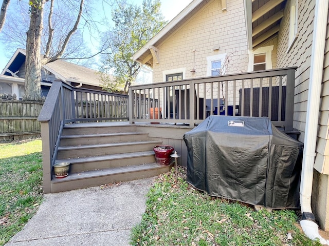 336 Chesterfield Ave, Nashville, TN 37212 - wooden deck with stairway, fence, and grilling area