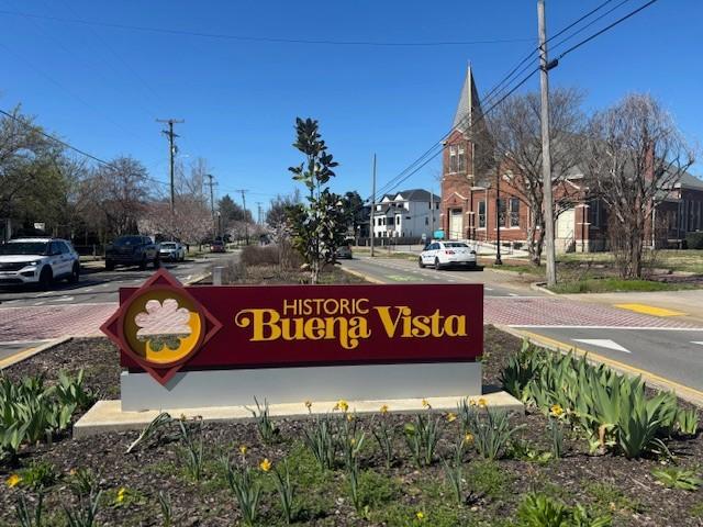view of community sign