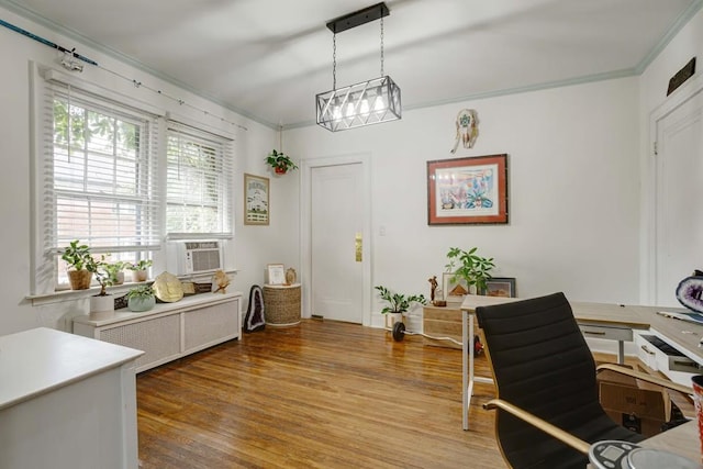 3524 W End Ave, Nashville, TN 37205 - home office with radiator, cooling unit, wood finished floors, and ornamental molding