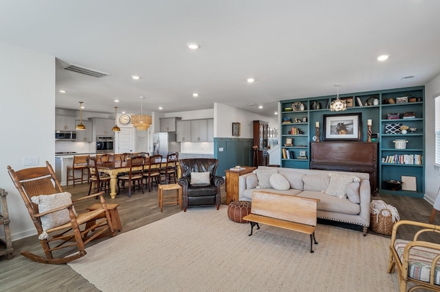 576 Nottingham Ave, Hendersonville, TN 37075 - living area featuring recessed lighting, visible vents, and light wood-style floors