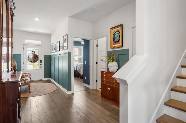 576 Nottingham Ave, Hendersonville, TN 37075 - foyer entrance with baseboards, stairs, and wood finished floors