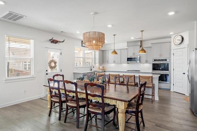 576 Nottingham Ave, Hendersonville, TN 37075 - dining room featuring plenty of natural light, visible vents, recessed lighting, and dark wood-type flooring